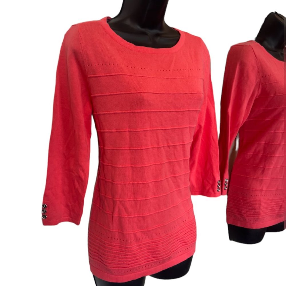 Women's Karen Scott Coral Pink 3/4 Sleeve Top Size XS